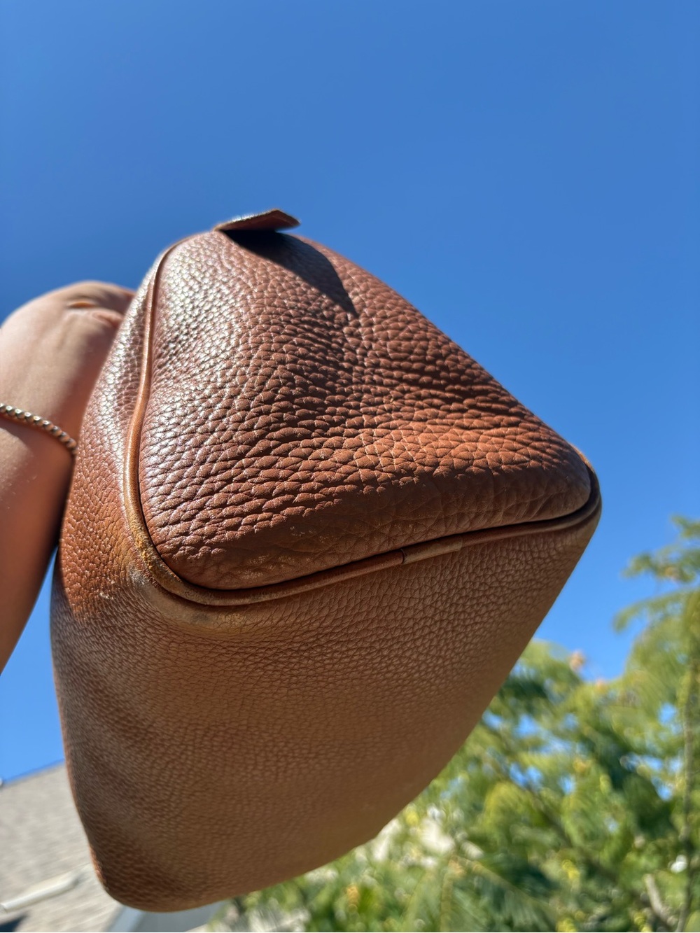 RARE VINTAGE Dooney and Bourke Brown Leather Bowler Bag\ Satchel English Tan - Picture 7 of 16